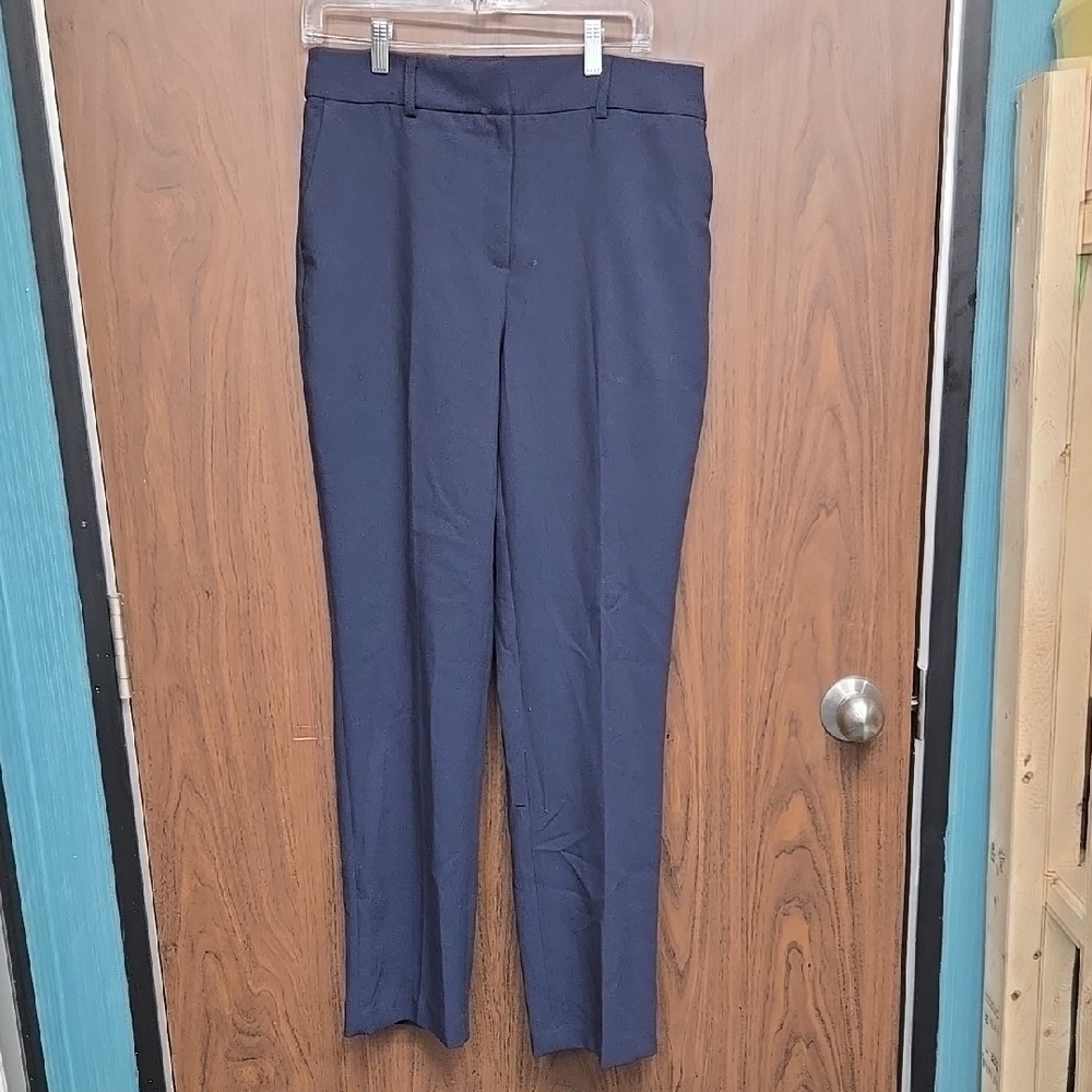 Hilary Radley Navy Blue Mid Rise Straight Leg Dress Pants